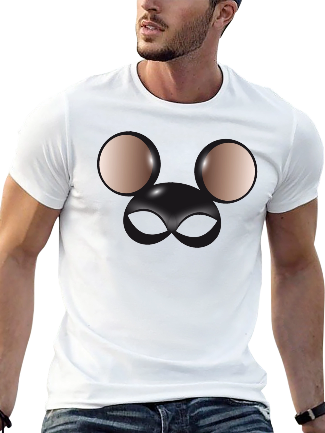 Black Funny Face T-Shirt - Unique Graphic Tee view 13