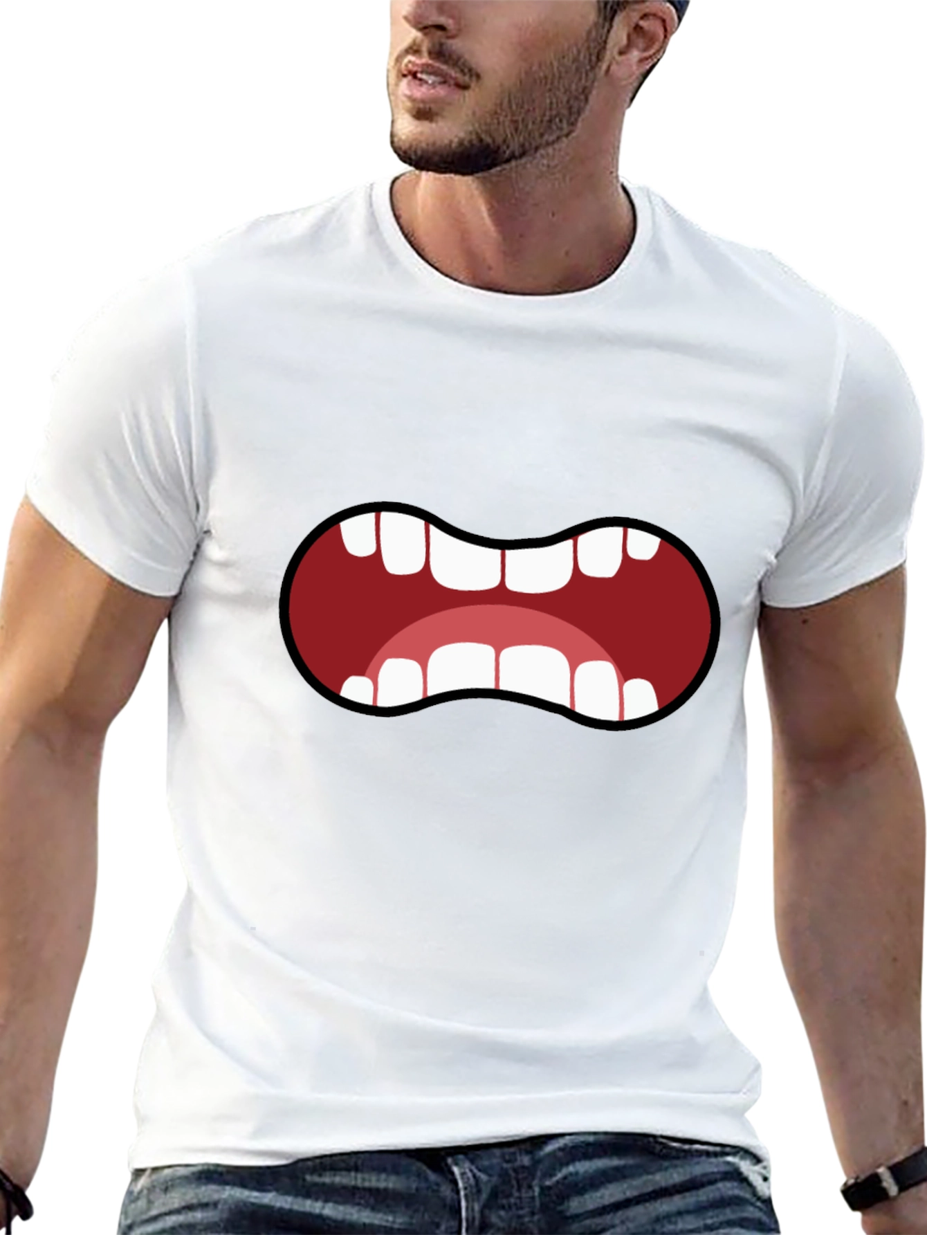 Black Cartoon Mouth T-Shirt - Funny Graphic Tee view 13