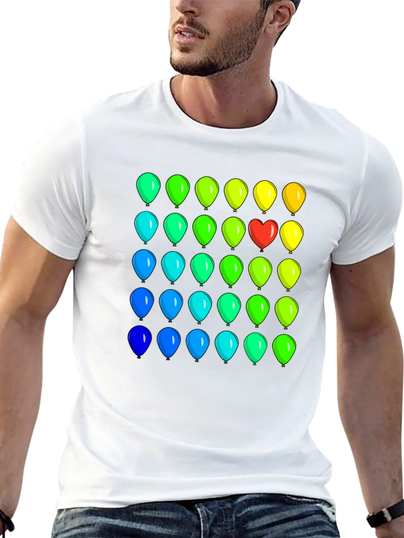 Black Rainbow Balloons Graphic T-Shirt - Novelty Design view 13
