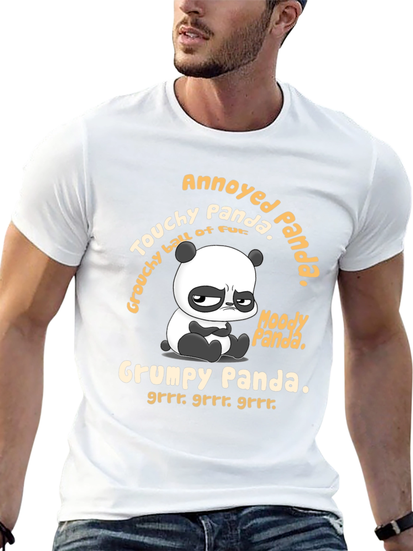 Black Grumpy Panda Graphic T-Shirt - Annoyed Panda Tee view 13