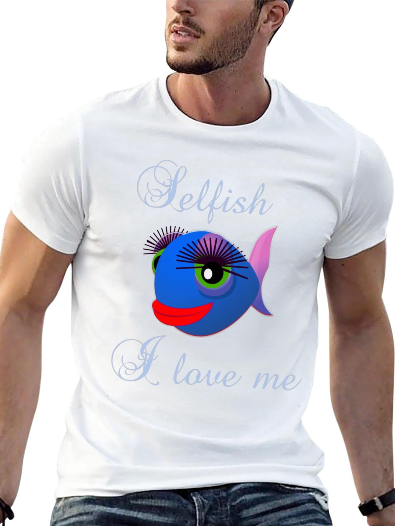 Black Selfish I Love Me Fish Graphic Tee view 13