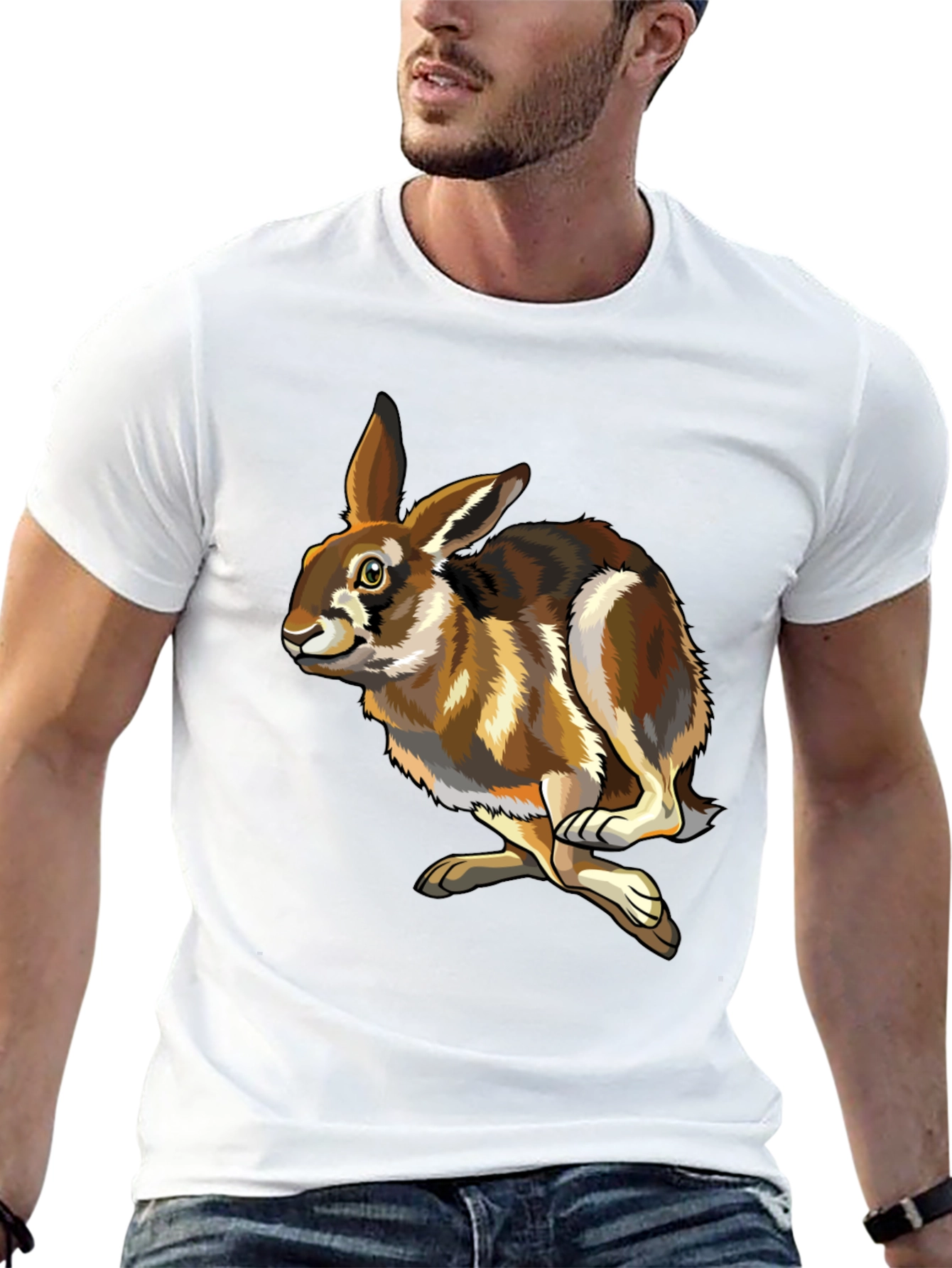 Black Hare Graphic Tee - Black Cotton T-Shirt view 13