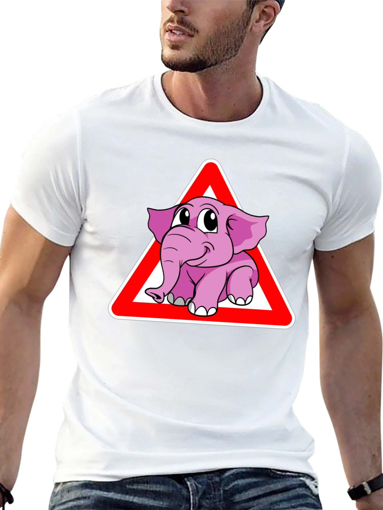 Black Elephant Crossing Funny Graphic T-Shirt view 13