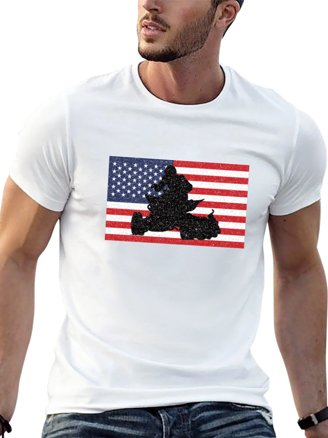 American Flag ATV Rider Graphic T-Shirt - 13