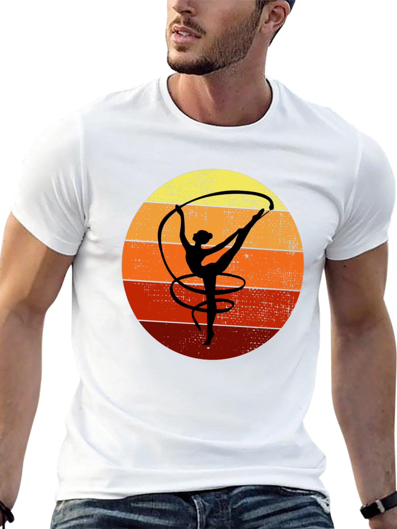 Black Retro Gymnastics Sunset T-Shirt view 13