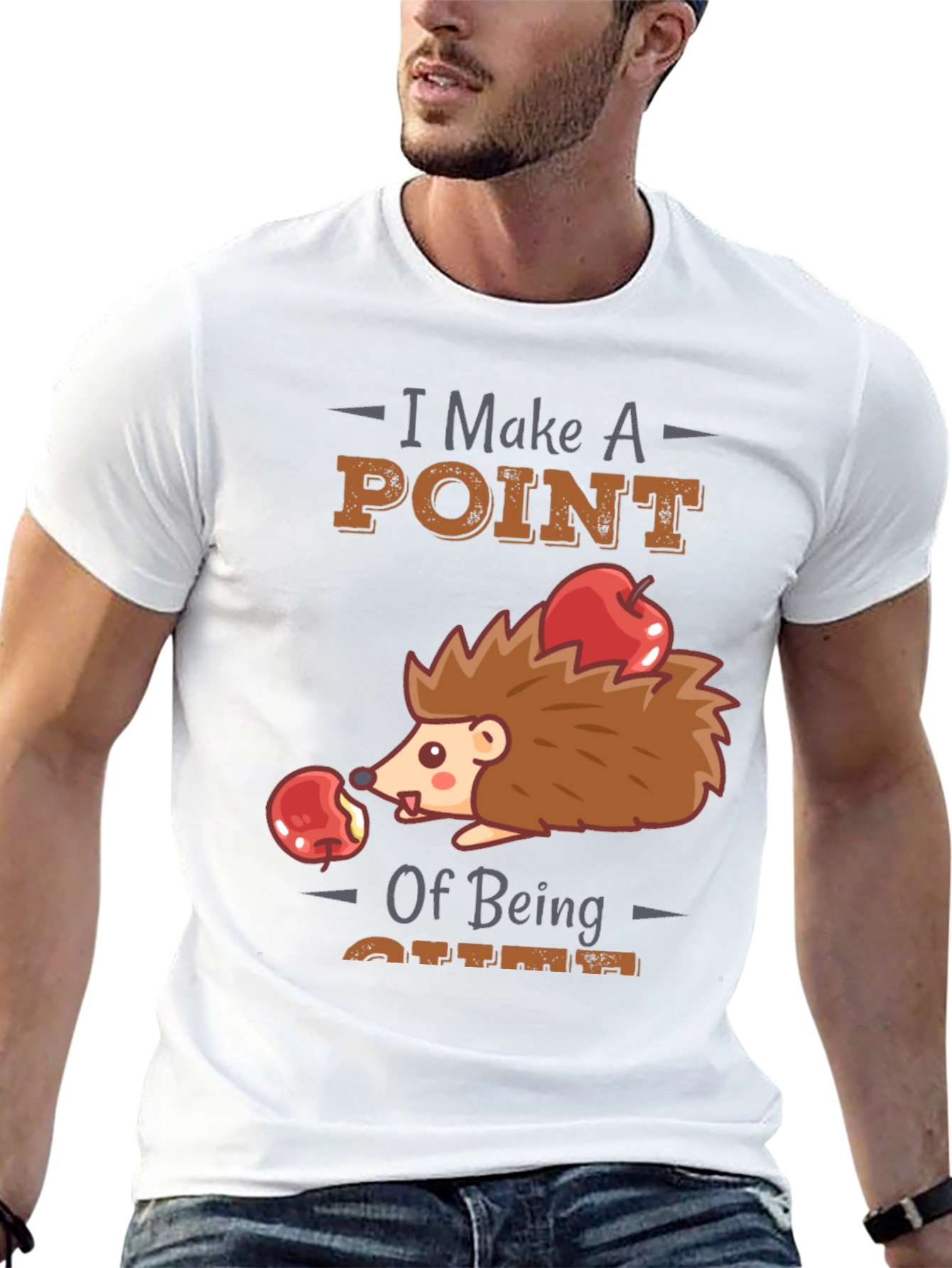Black Cute Hedgehog T-Shirt - I Make A Point of Being Cute view 13