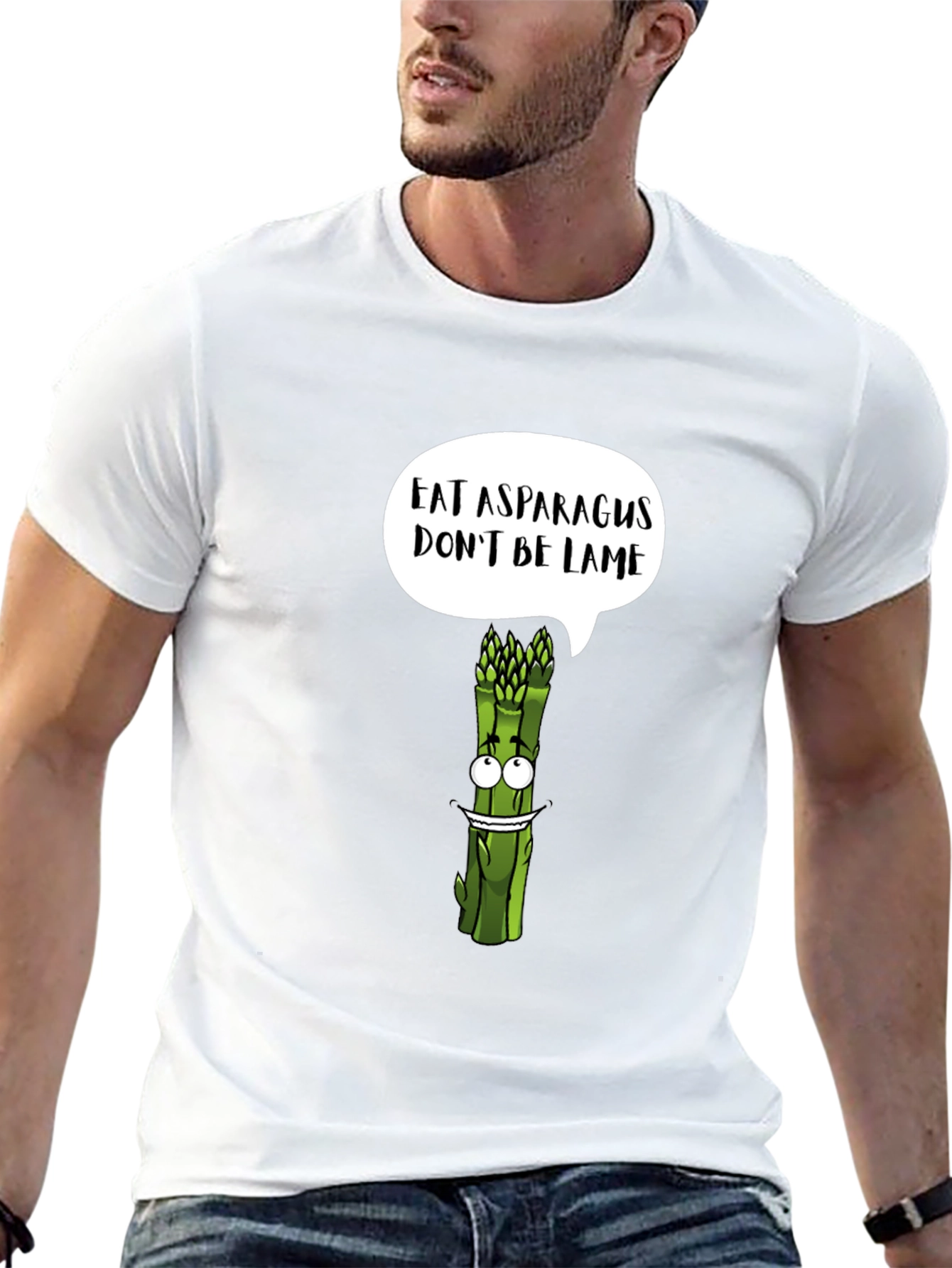 Black Eat Asparagus, Don't Be Lame Graphic T-Shirt view 13