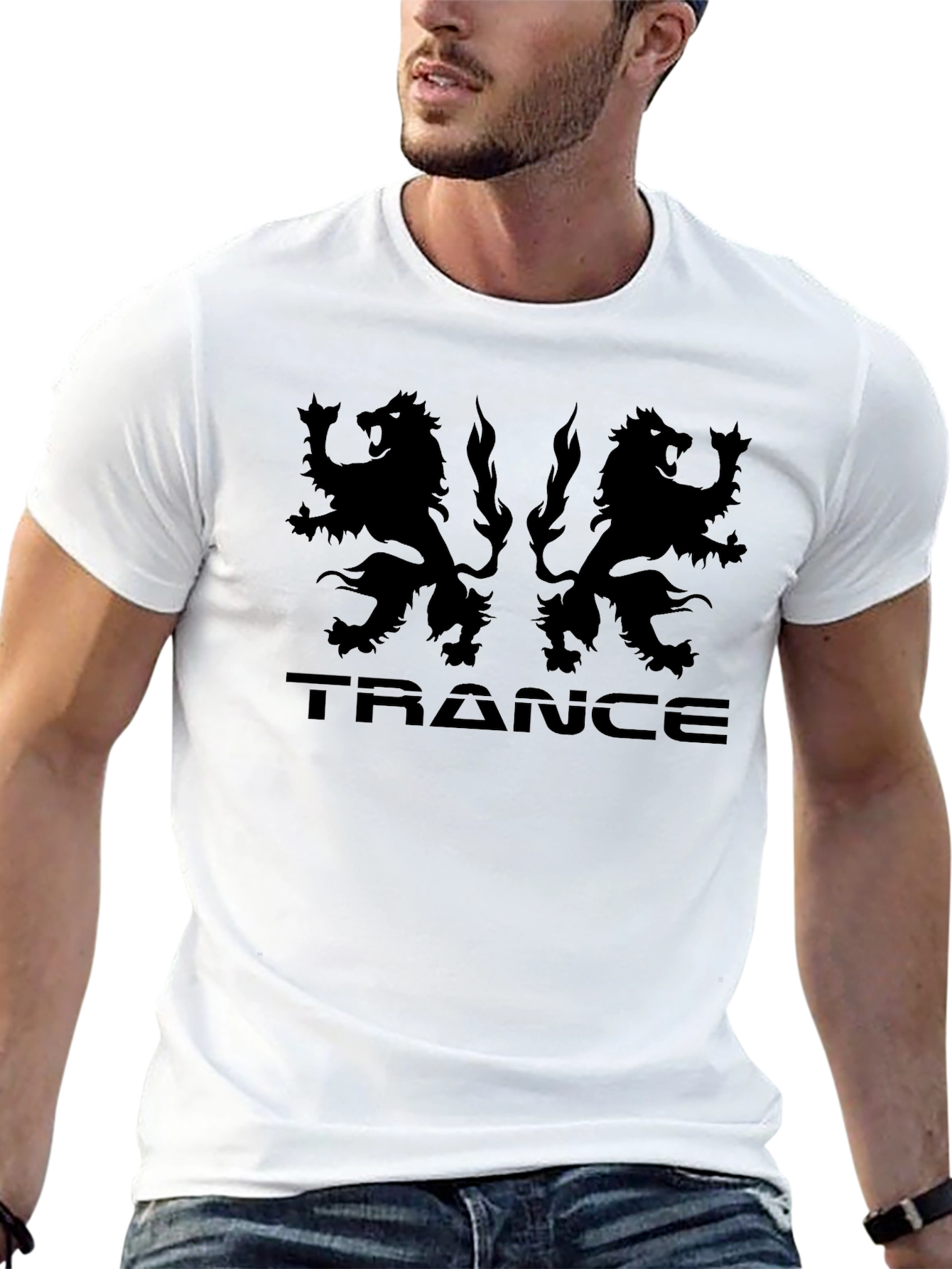 Black Trance Lion Graphic Black T-Shirt view 13