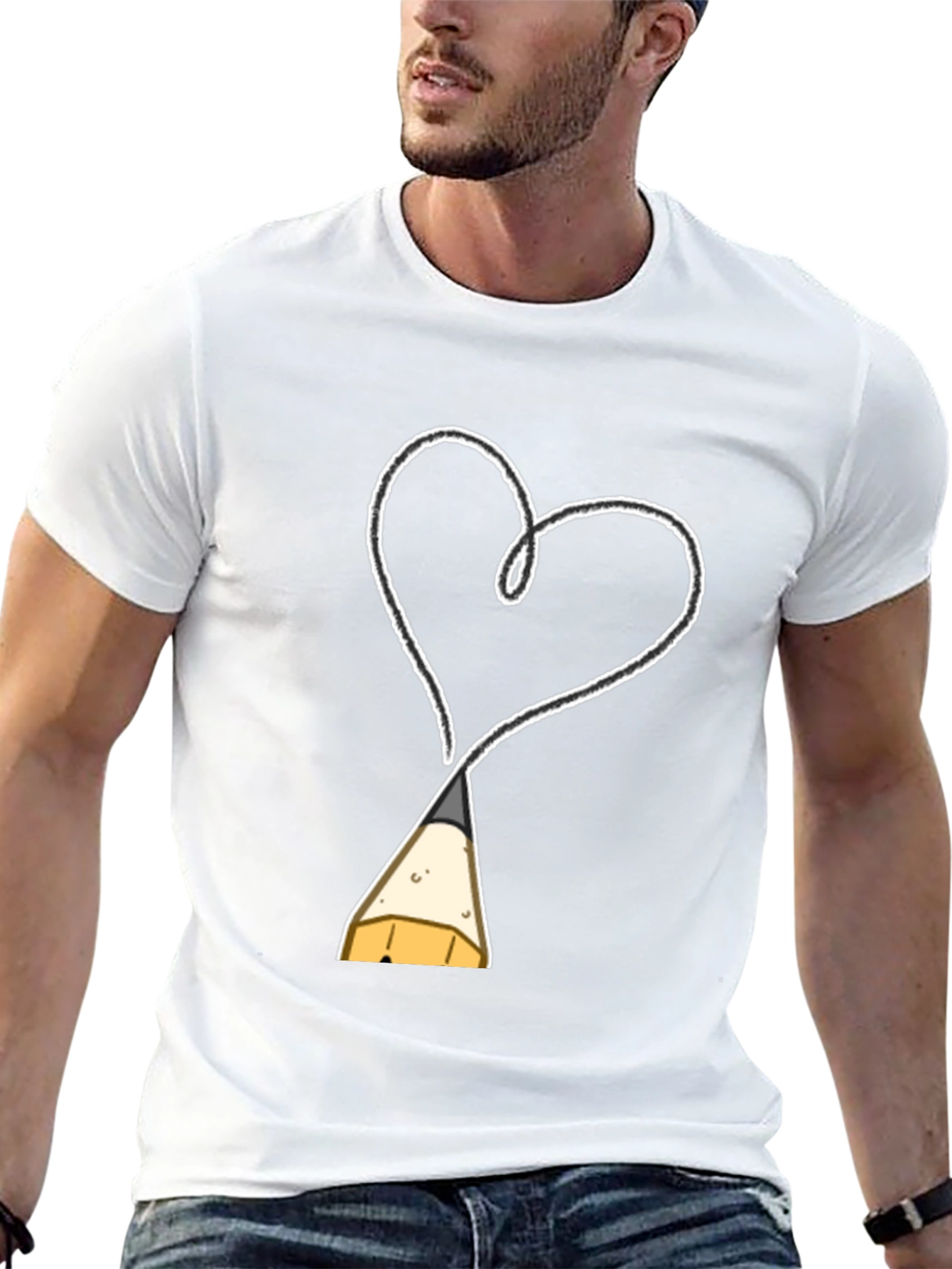 Black Heart Drawn By Pencil T-Shirt - Artistic Fashion view 13