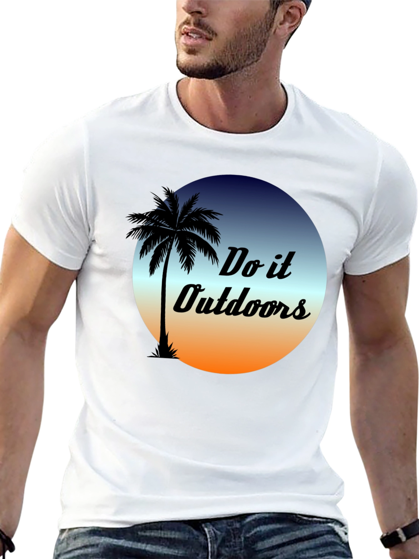 Black Do it Outdoors Graphic T-Shirt - Palm Tree Design view 13