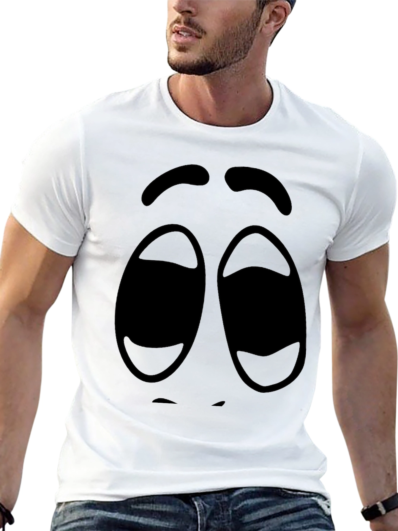 Black Expressive Face Graphic Tee - Unisex Black T-Shirt view 13