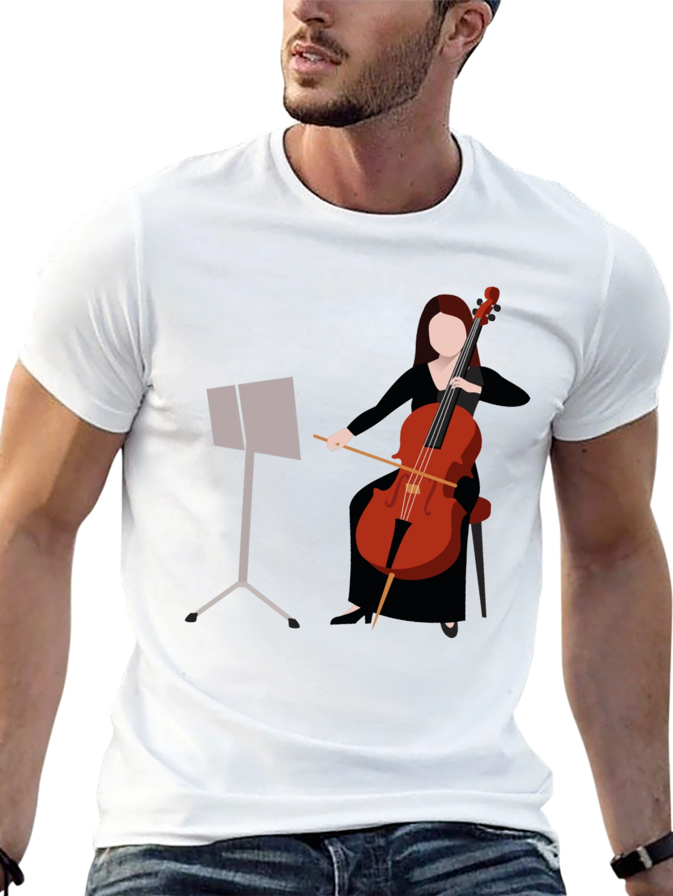 Black Cello Player Graphic T-Shirt - Music Lover's Tee view 13