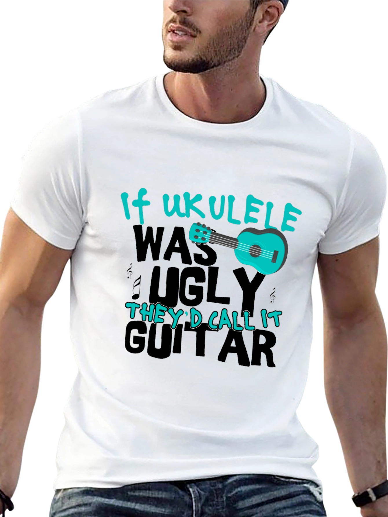 Black Ukulele T-Shirt - If Ukulele Was Ugly view 13