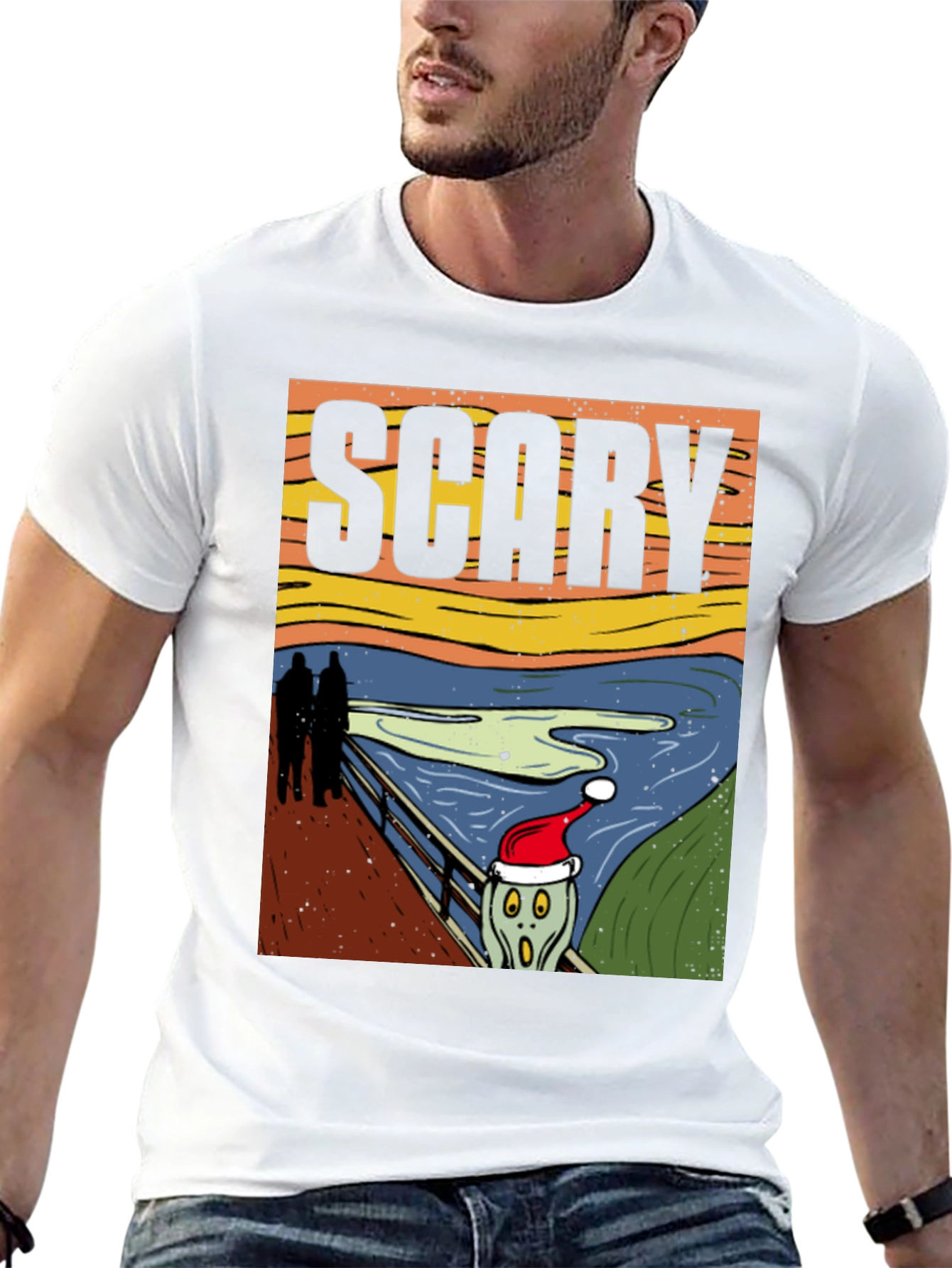 Black Scary Christmas Scream T-Shirt view 13