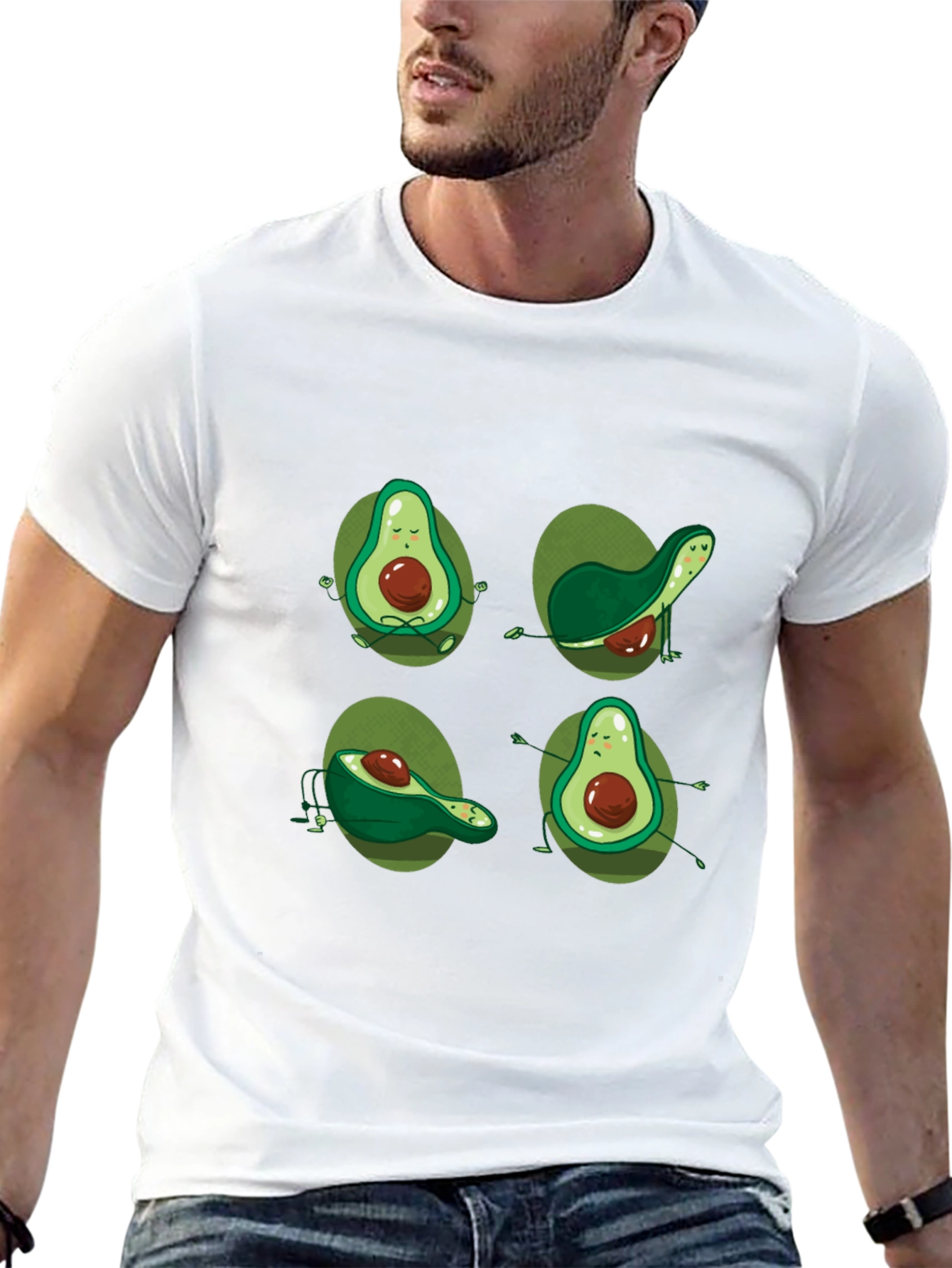 Black Avocado Yoga Black T-Shirt - Meditating Fruit Tee view 13