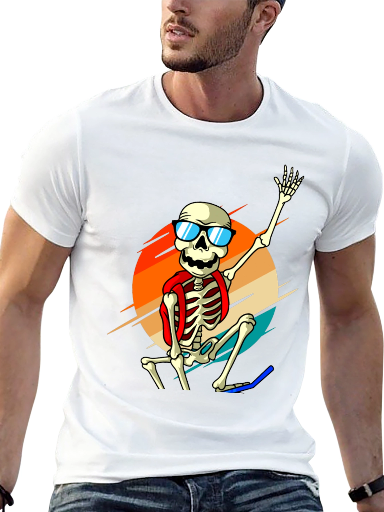 Black Skeleton in Sunglasses Graphic Tee view 13