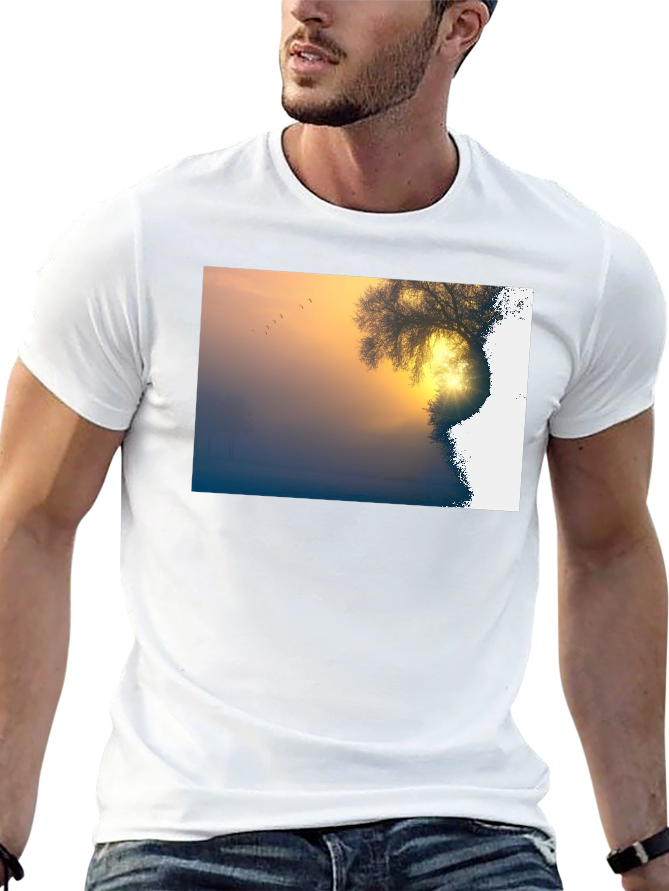 Black Sunrise Nature Scene Graphic Tee view 13