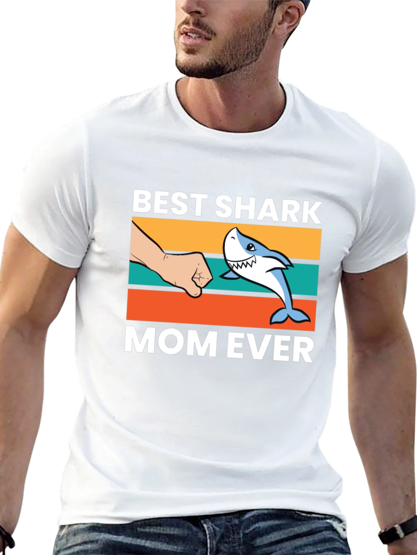 Black Best Shark Mom Ever T-Shirt view 13