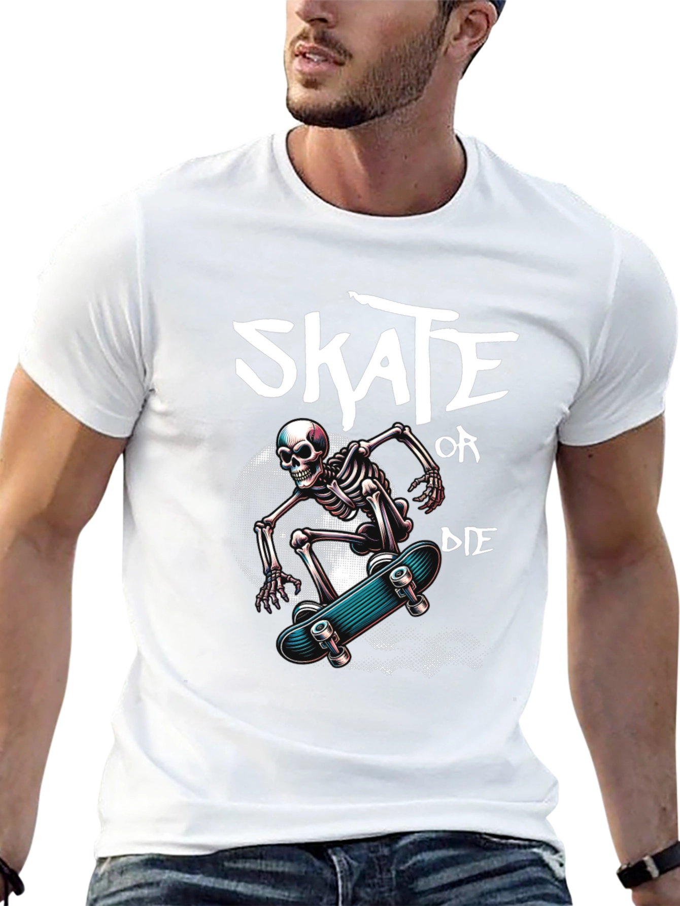 Black Skate or Die Skeleton Graphic Tee view 13