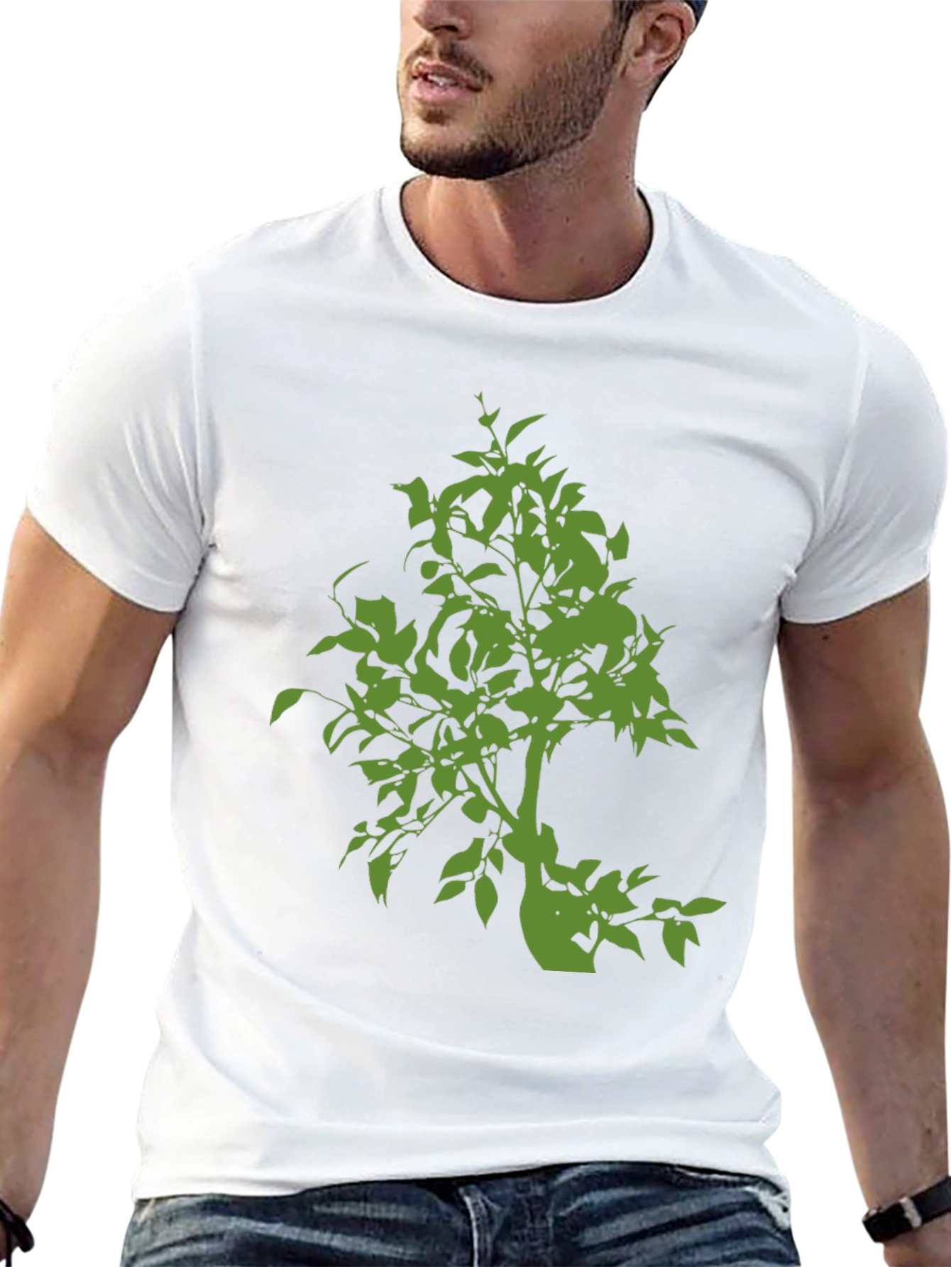 Black Green Tree Graphic Black T-Shirt view 13