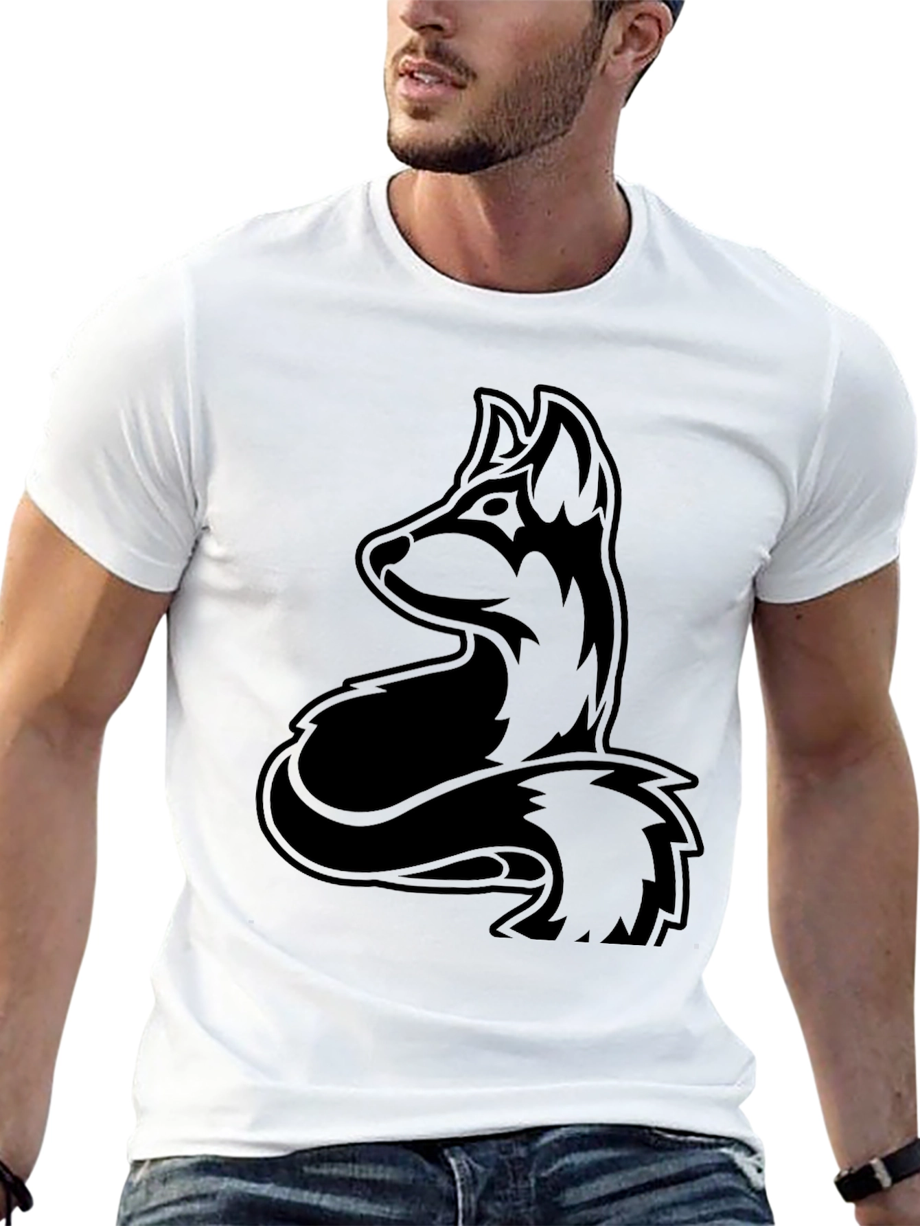 Black Black Fox Graphic T-Shirt - Men's Short Sleeve Crew Neck Tee view 13