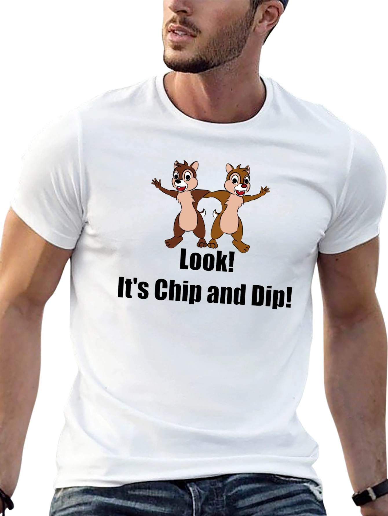 Black Chip and Dip Graphic T-Shirt - Funny Cartoon Tee view 13