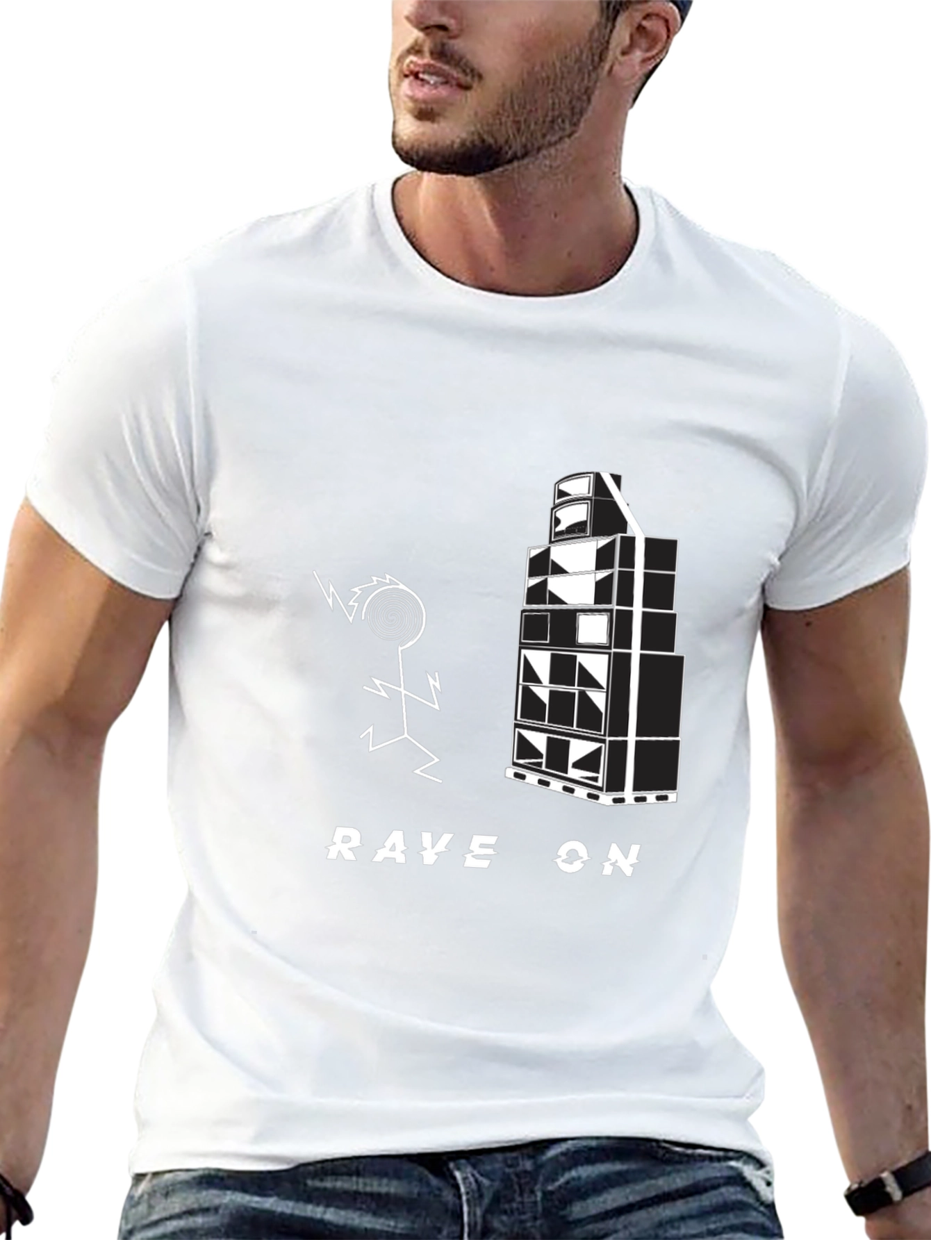 Black Rave On Black Graphic Tee view 13