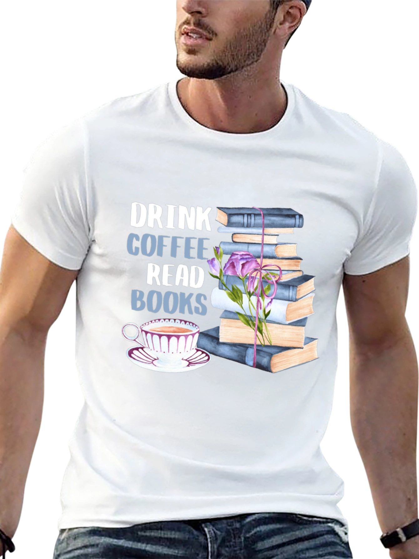 Black Drink Coffee Read Books Graphic Tee view 13