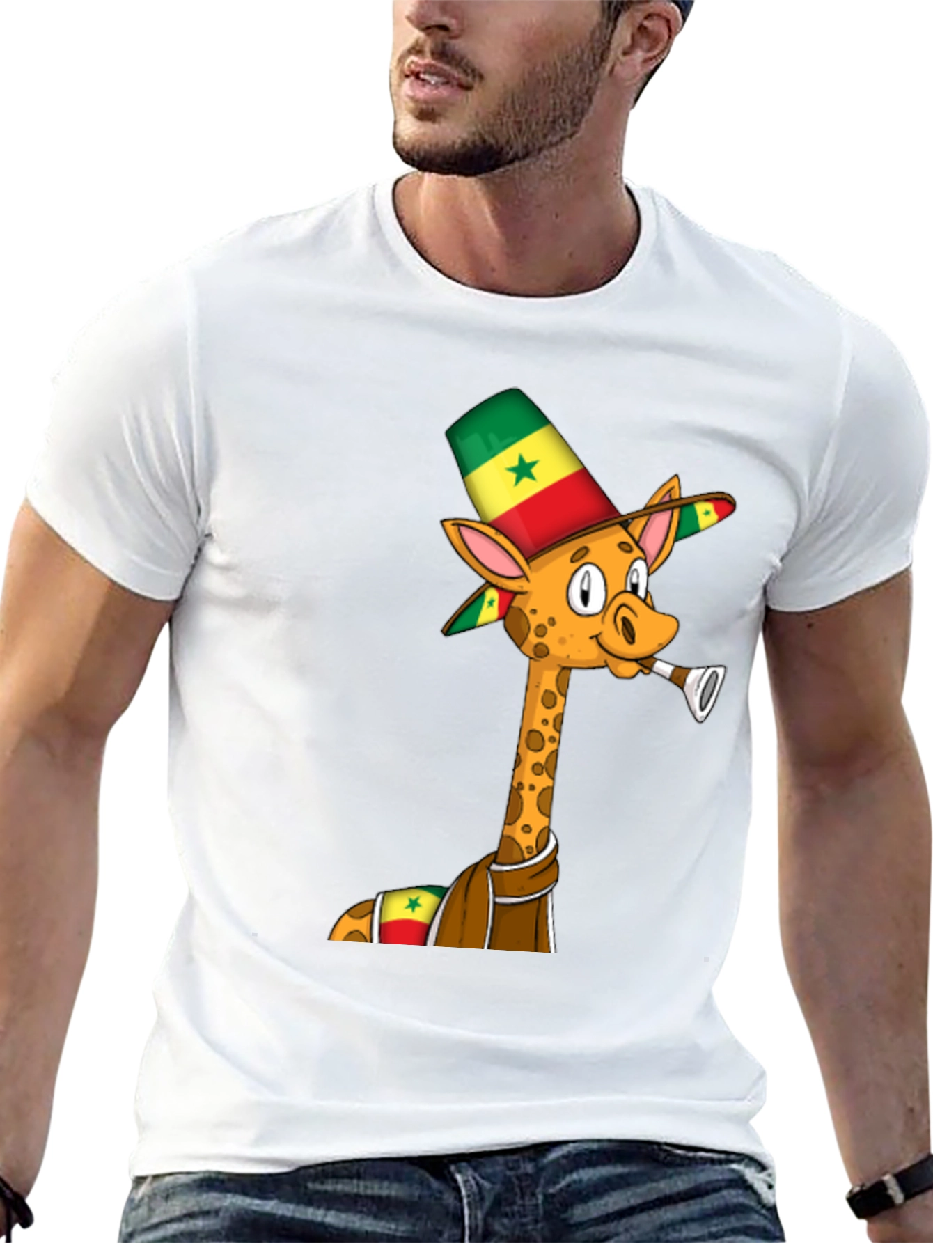 Black Senegal Giraffe T-Shirt - Novelty Graphic Tee view 13