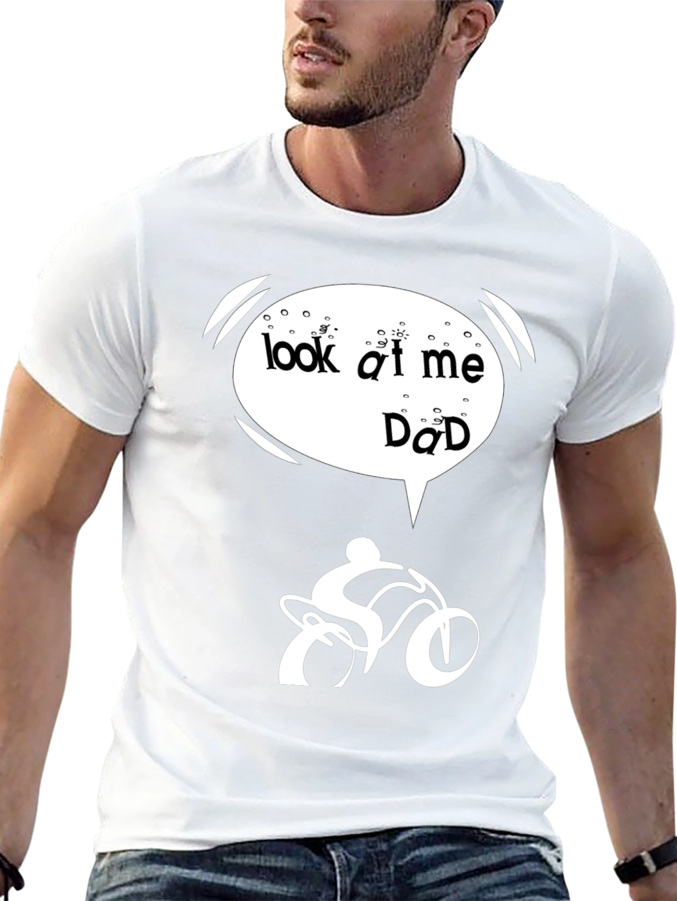 Black Look At Me Dad T-Shirt Cycling Humor view 13