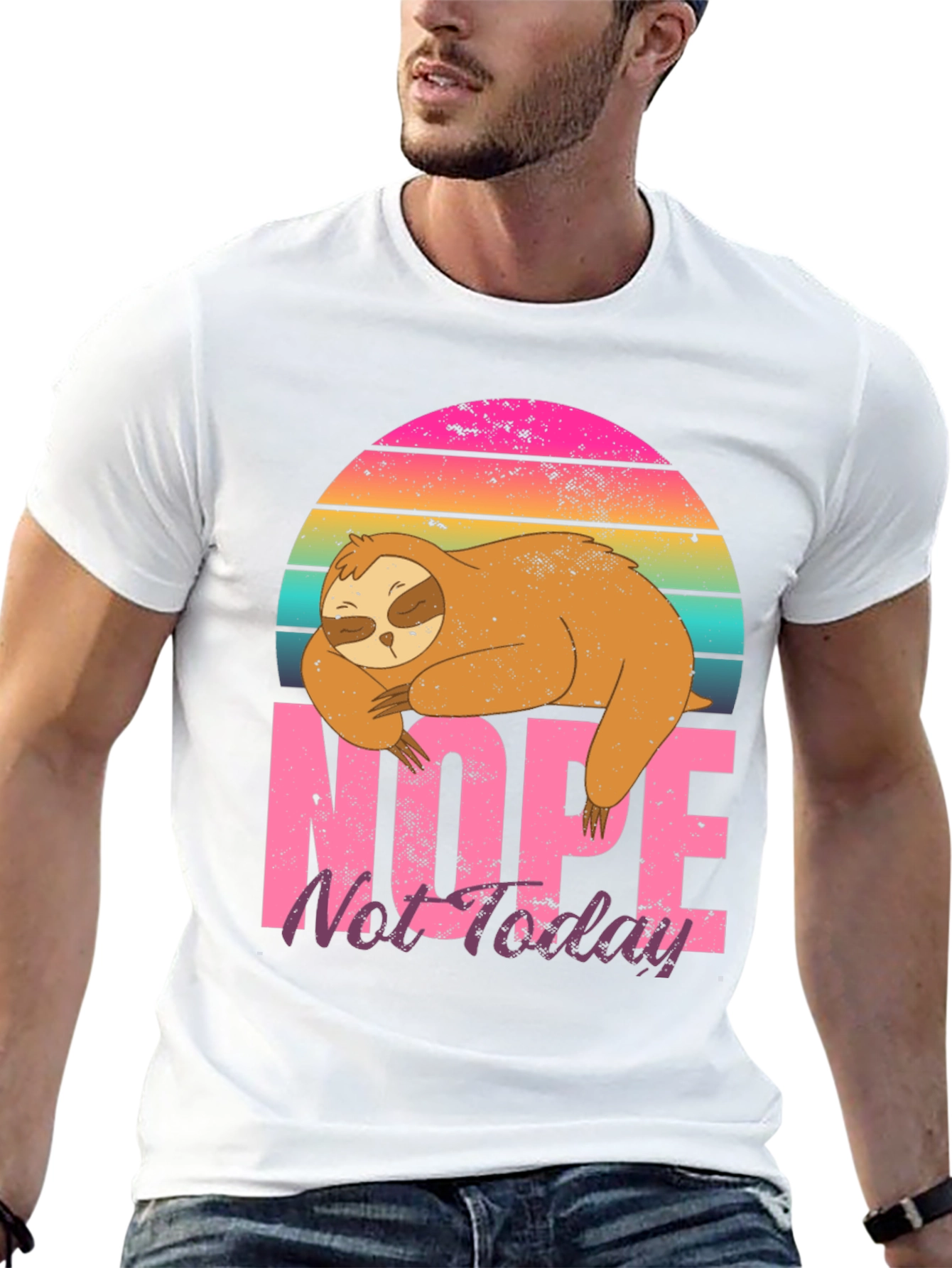 Black Nope Not Today Sloth Graphic T-Shirt view 13