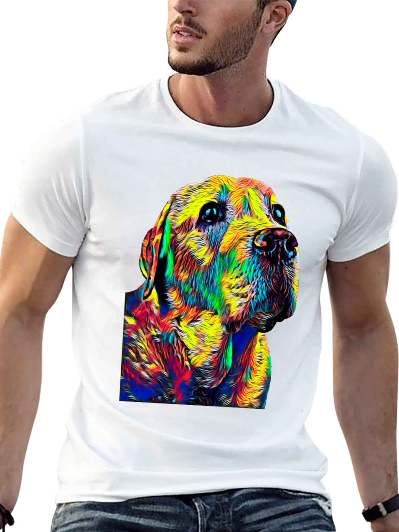 Black Colorful Dog Portrait Black T-Shirt view 13