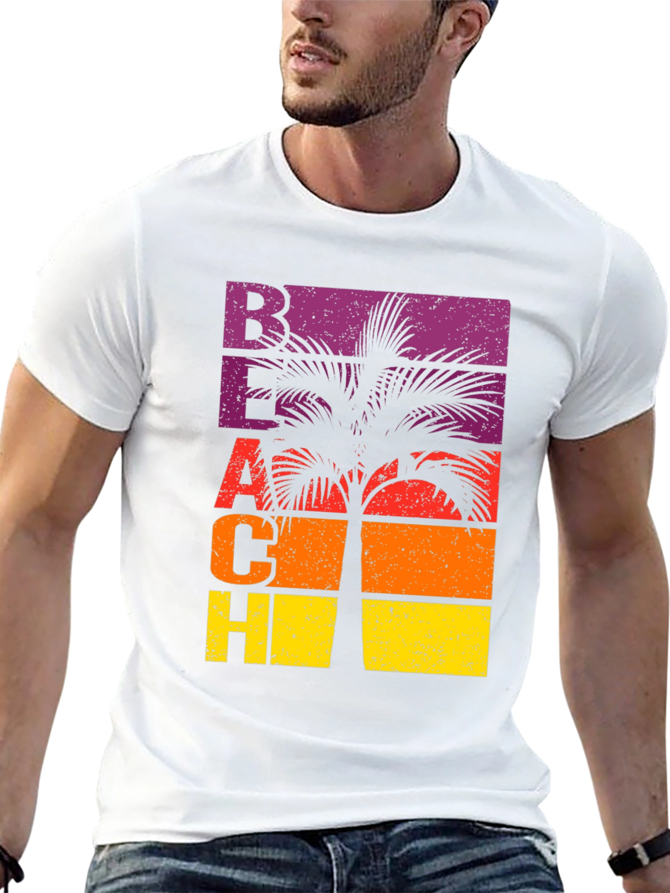 Black Retro Beach Palm Graphic T-Shirt view 13