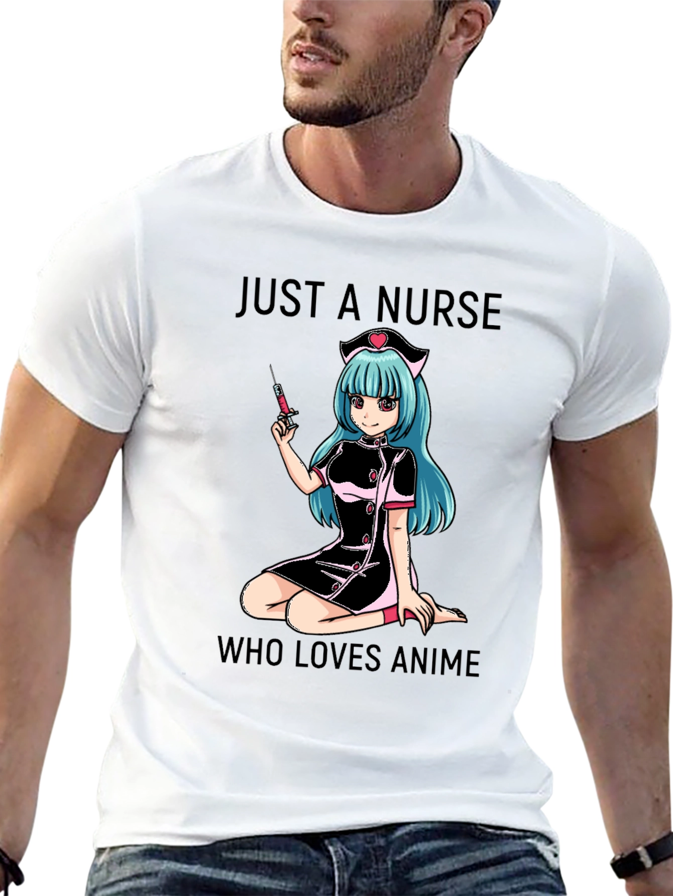 Black Anime Nurse T-Shirt: Just A Nurse Who Loves Anime view 13