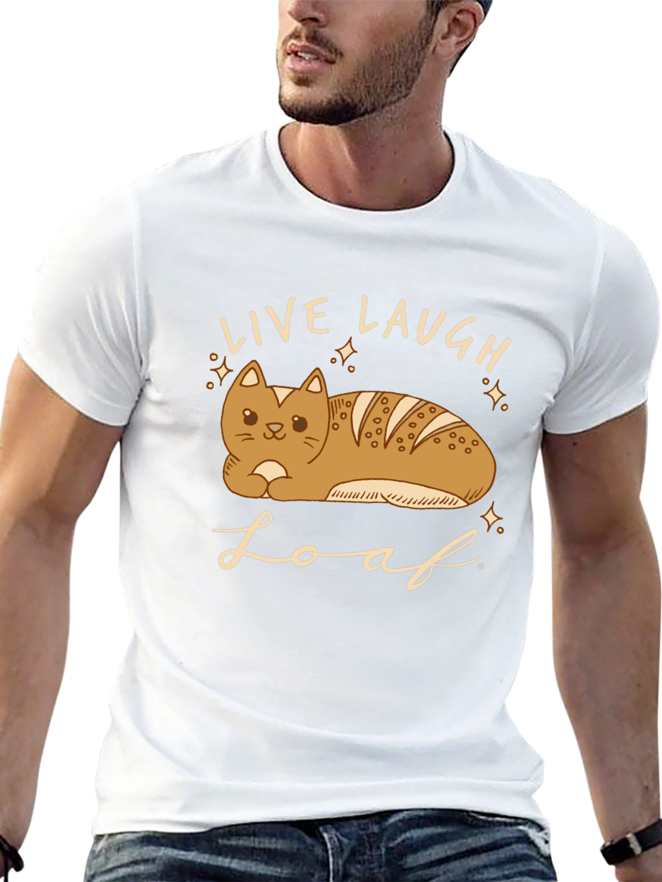 Black Live Laugh Loaf T-Shirt - Cat Bread Funny Tee view 13