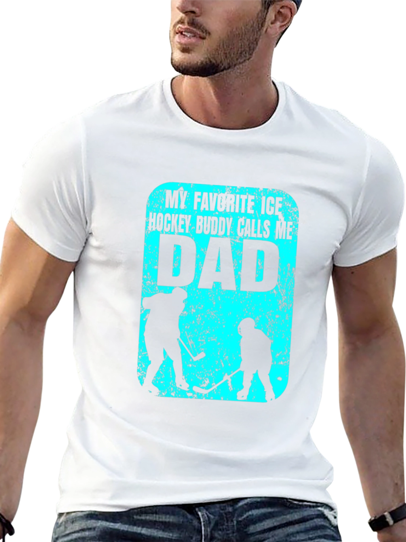 Black My Favorite Ice Hockey Buddy Calls Me Dad T-Shirt view 13