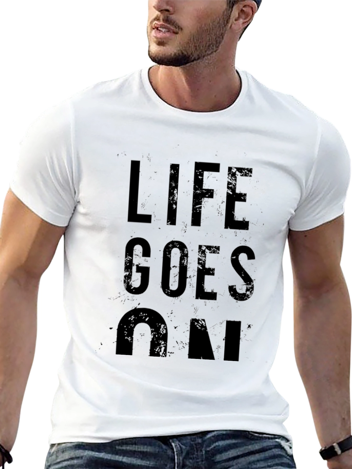 Black Life Goes On Graphic Tee - Black Casual T-Shirt view 13