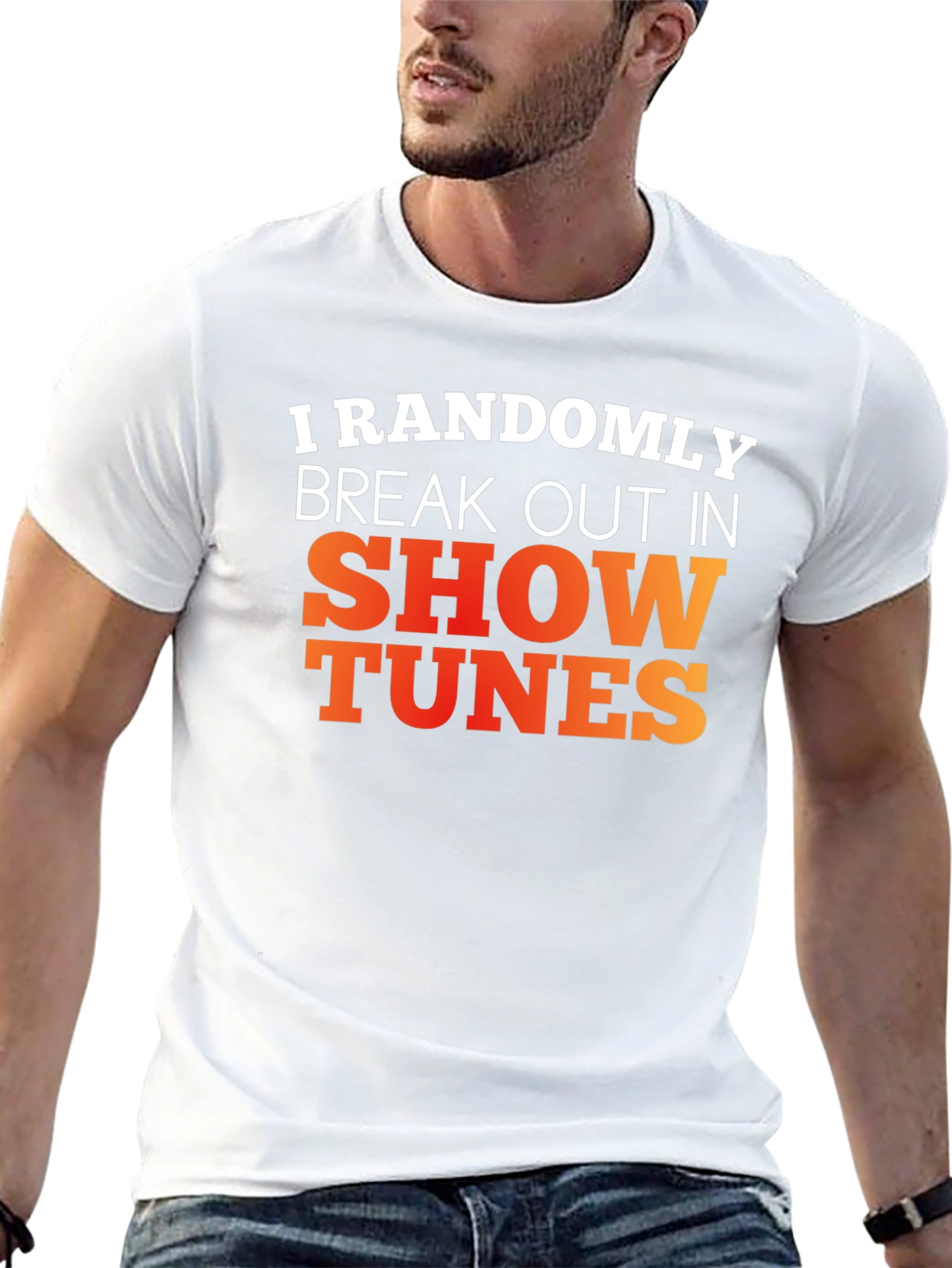 Black Randomly Break Out in Show Tunes Graphic Tee view 13