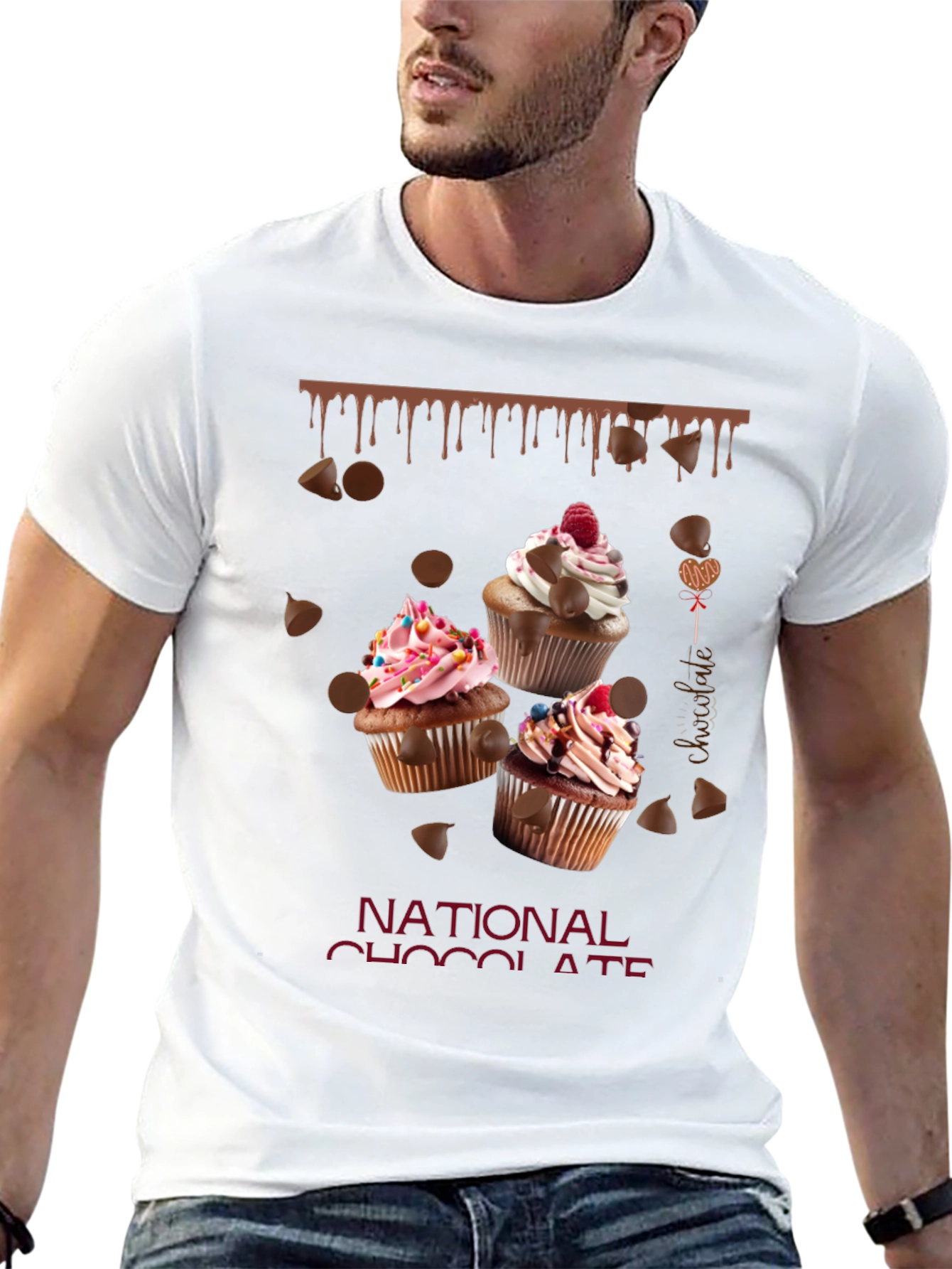 Black National Chocolate Day Cupcake T-Shirt view 13