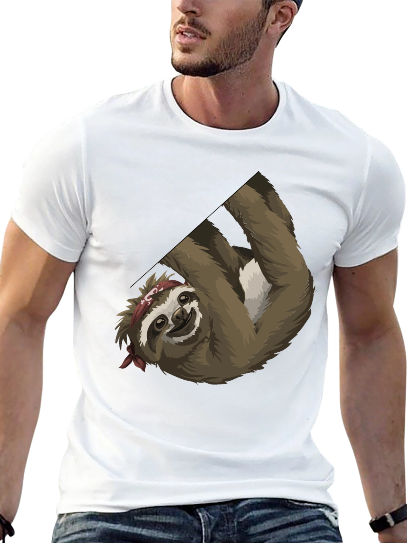 Black Sloth Bandana Men's Graphic Tee view 13