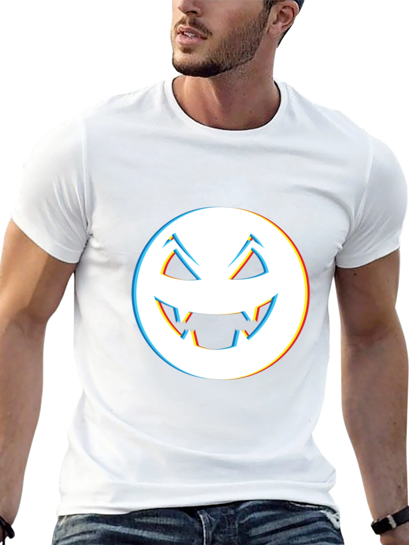Black Spooky Smile Tee - Men's Black Halloween Graphic T-Shirt view 13