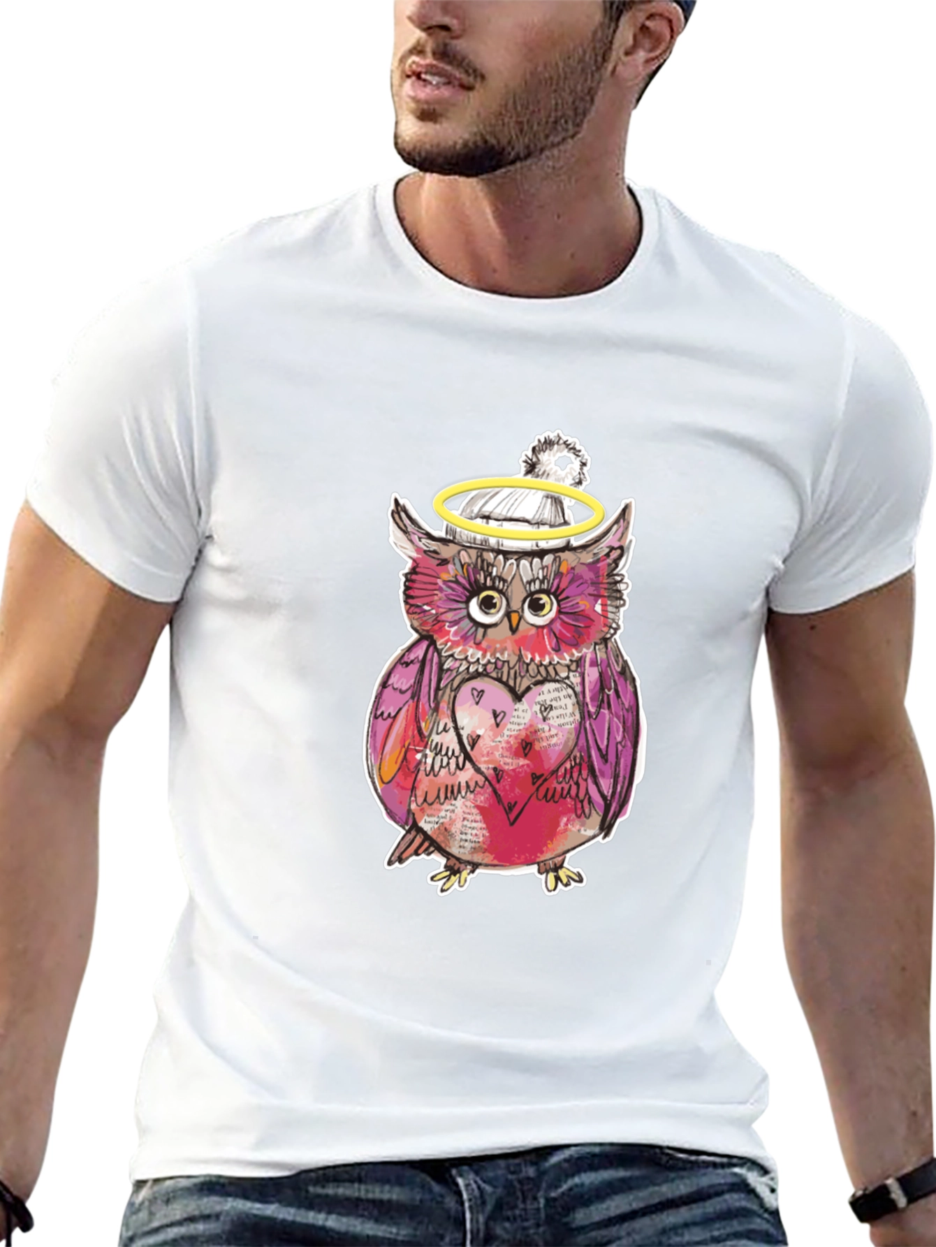Black Whimsical Owl Graphic Tee - Unique Design view 13