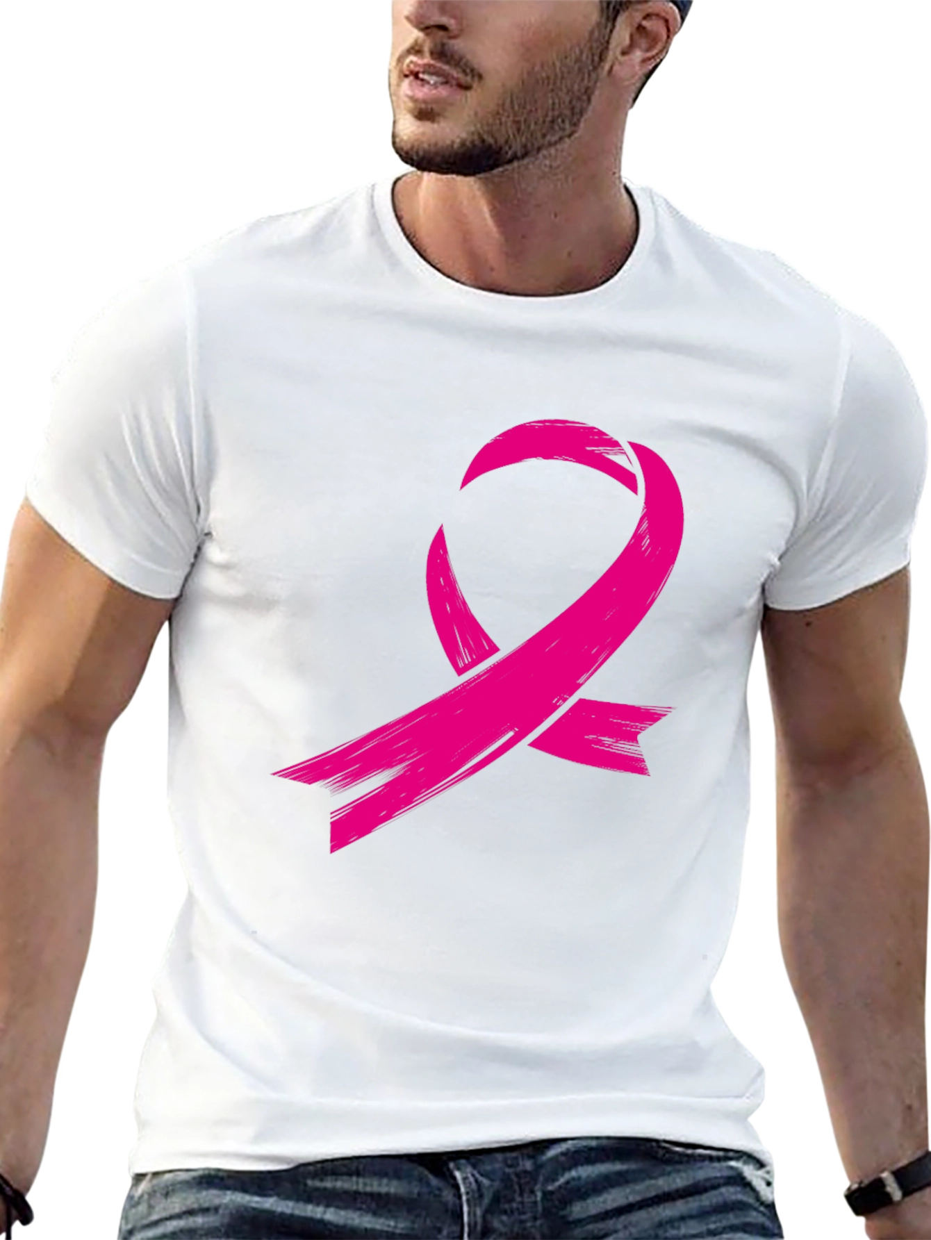 Black Pink Ribbon Graphic Tee - Breast Cancer Awareness view 13