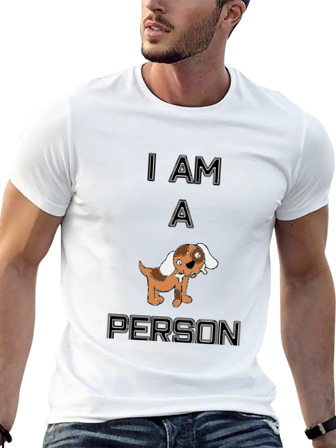 Black Funny "I Am A Person" Dog Graphic Black T-Shirt view 13