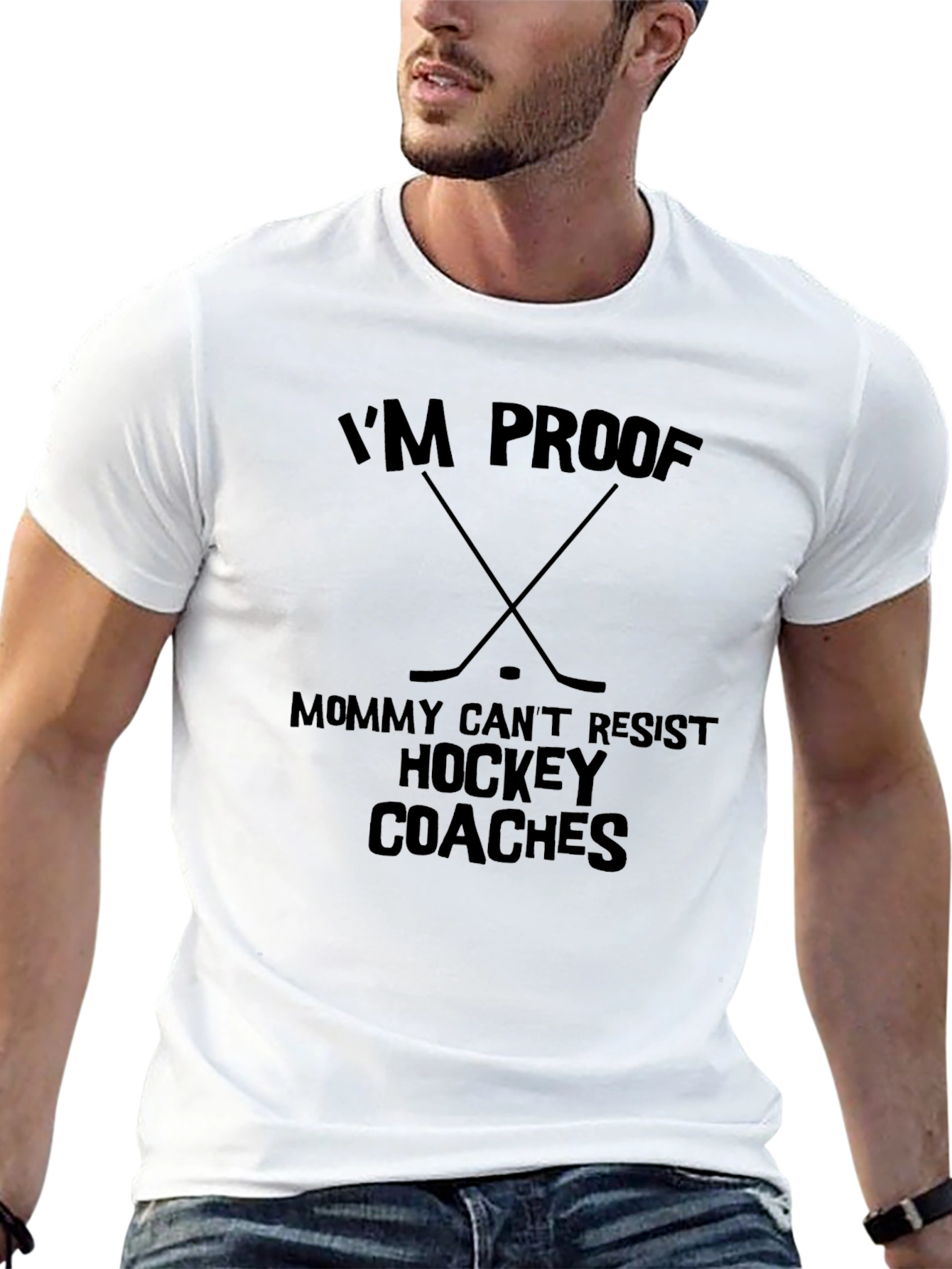 Black I'm Proof Mommy Can't Resist Hockey Coaches Black T-Shirt view 13