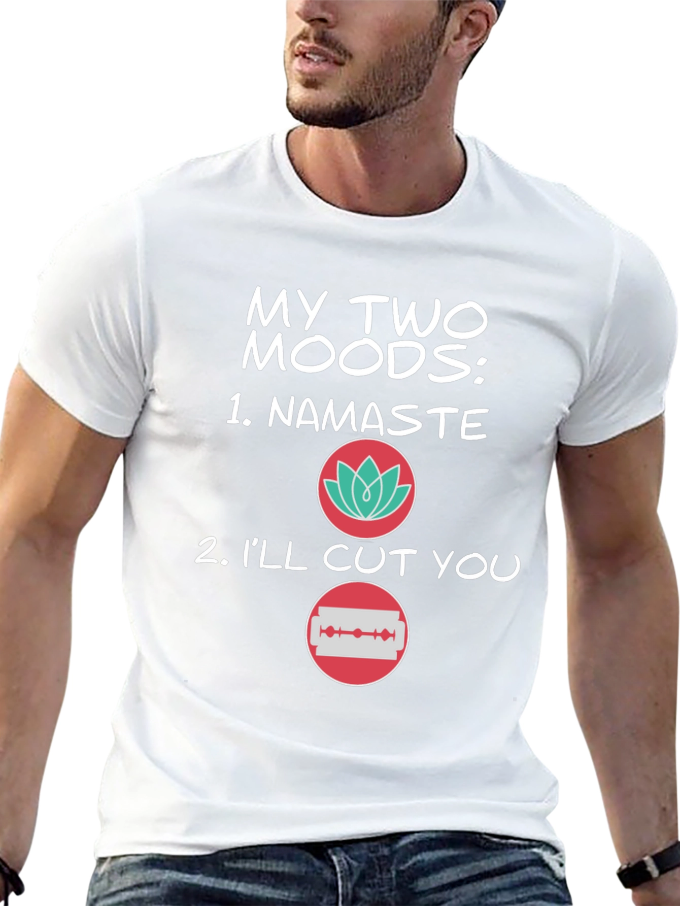 Black My Two Moods T-Shirt - Funny Graphic Tee view 13