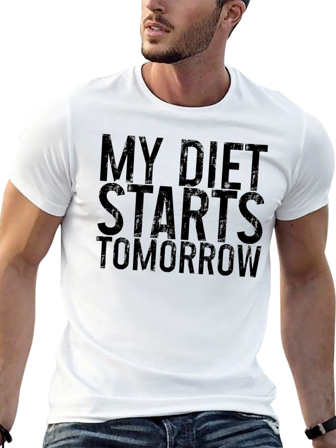 Black Funny Diet Starts Tomorrow Black T-Shirt view 13