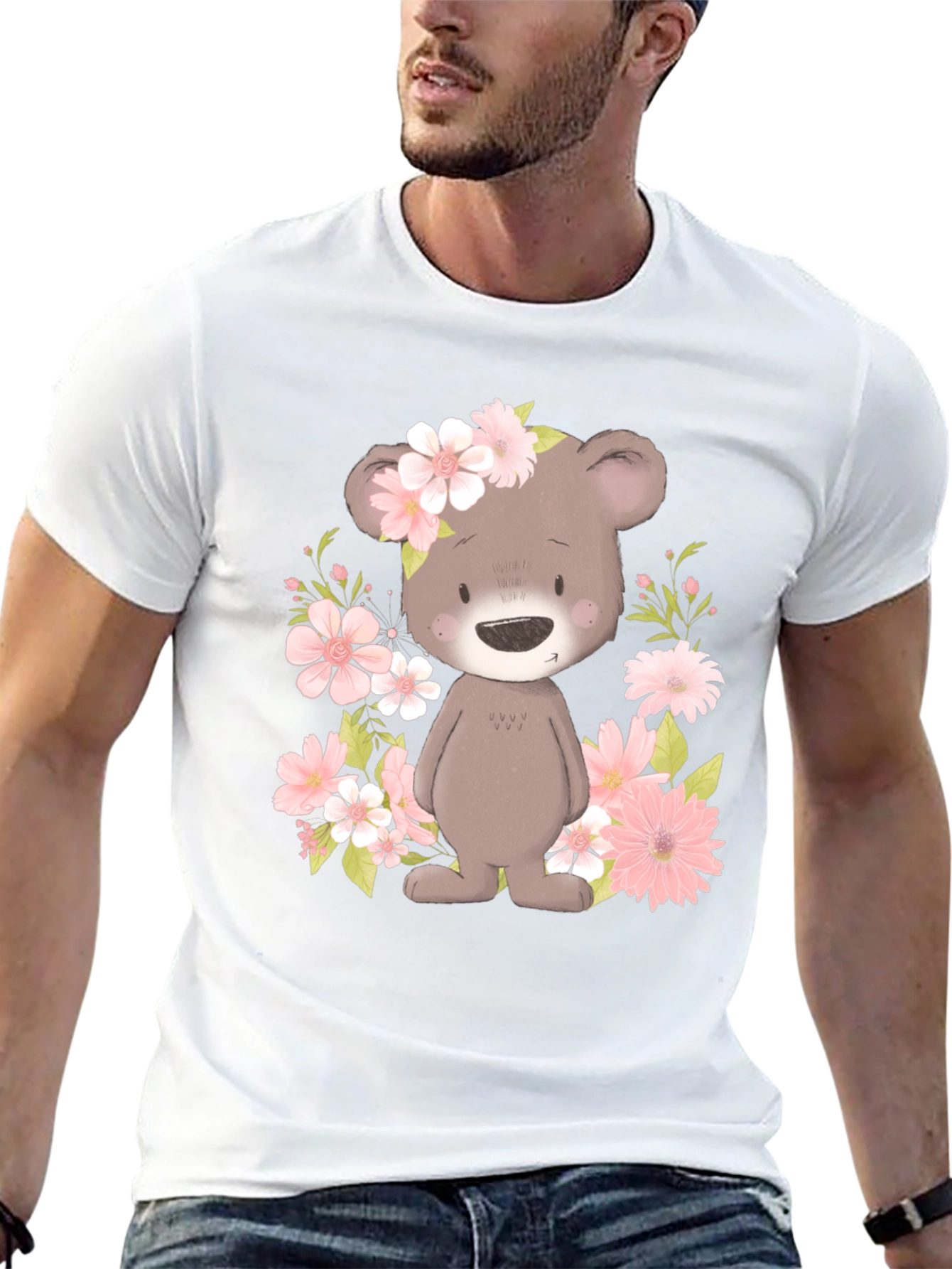 Black Floral Bear Graphic Tee view 13