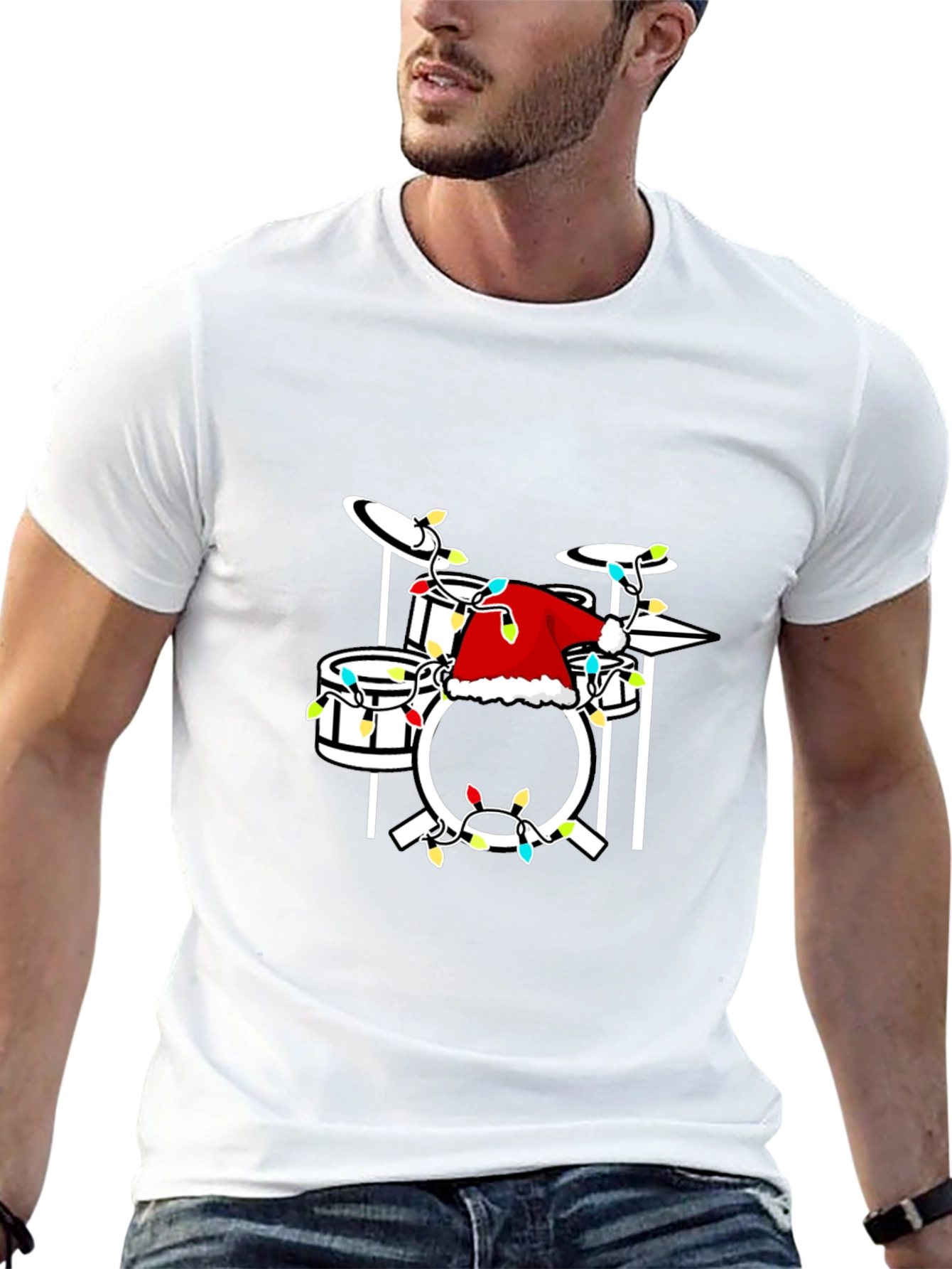 Black Drum Set Christmas T-Shirt view 13