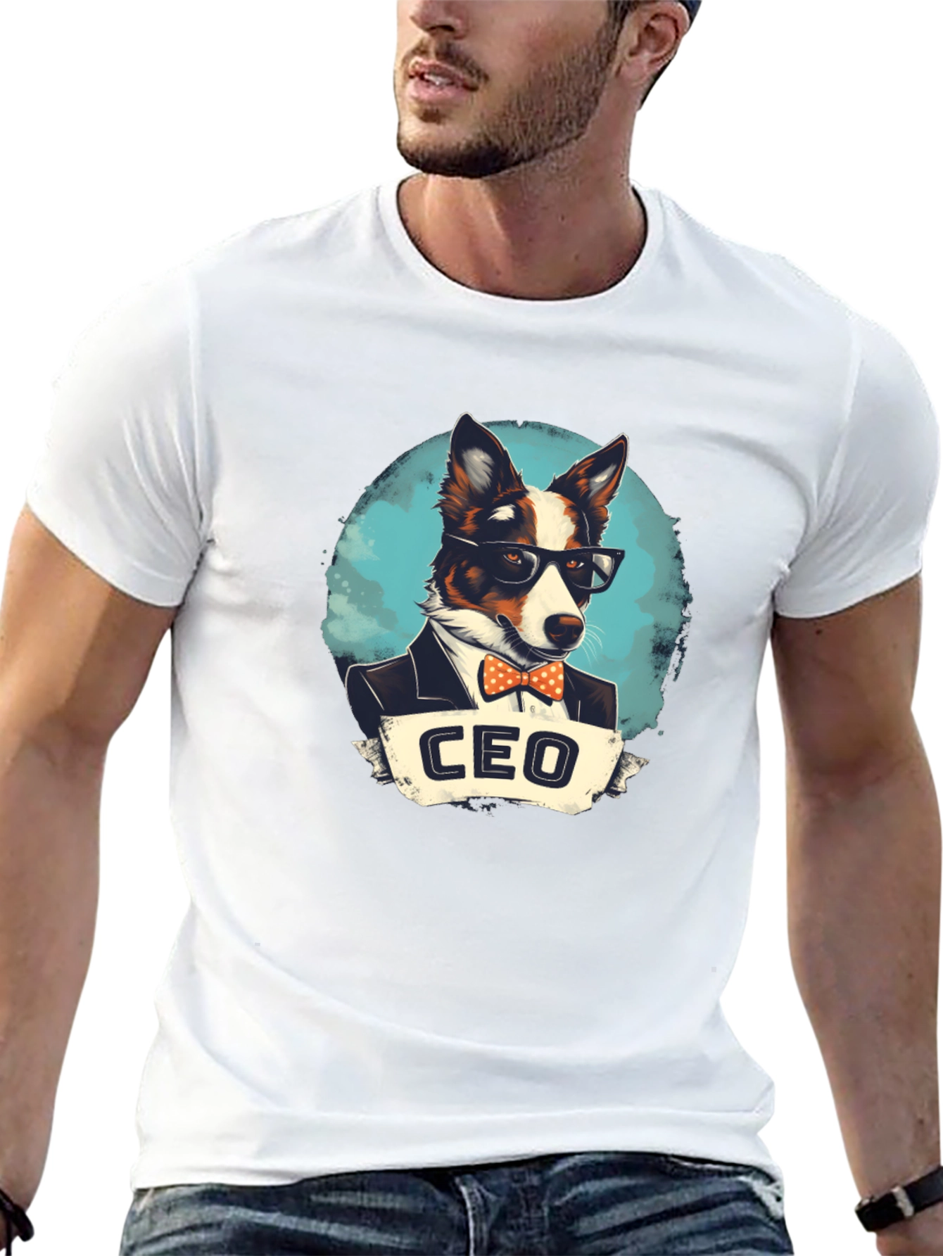 Black CEO Dog T-Shirt - Black Cotton Tee with Funny Graphic view 13